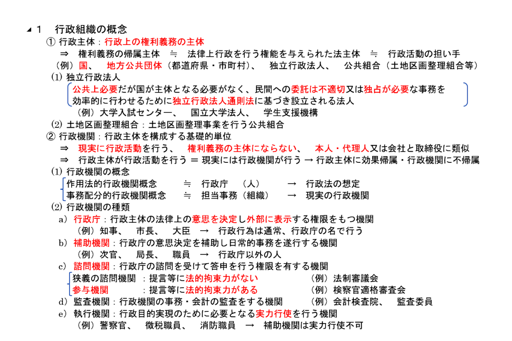 行政法８項のテキスト：行政主体